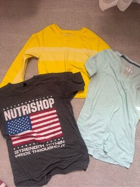 Fabletics Yellow Stripe Short-Sleeve Top